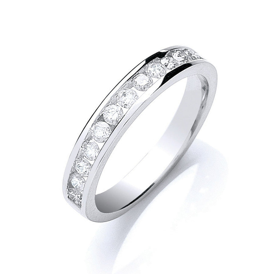 Diamond 10 Stone Eternity Ring 0.50ct H-SI Quality in 18K White Gold - My Jewel World