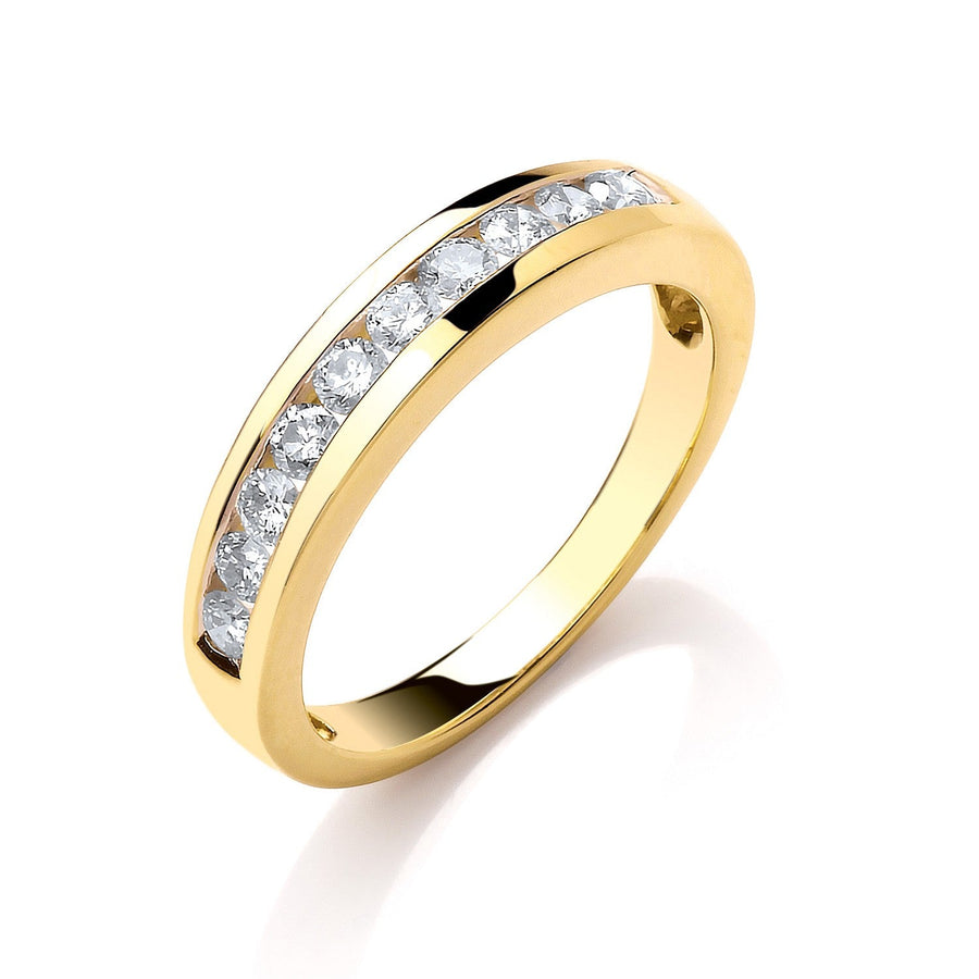 Diamond 10 Stone Eternity Ring 0.50ct H-SI Quality in 18K Yellow Gold - My Jewel World