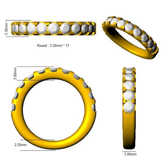 Diamond 10 Stone Eternity Ring 1.00ct F-VS Quality in 18k Rose Gold - My Jewel World