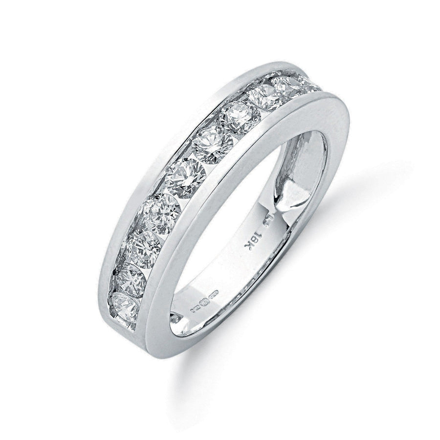 Diamond 10 Stone Eternity Ring 1.00ct H-SI Quality in 18K White Gold - My Jewel World