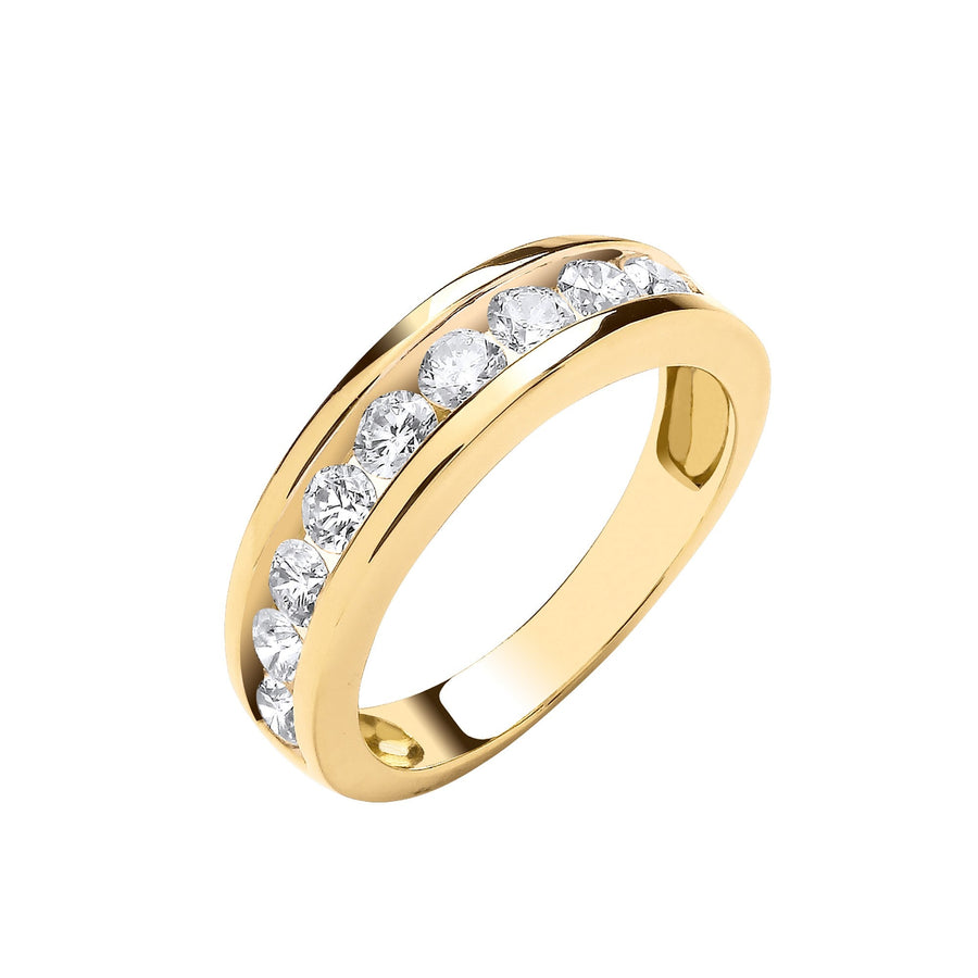 Diamond 10 Stone Eternity Ring 1.00ct H-SI Quality in 18K Yellow Gold - My Jewel World