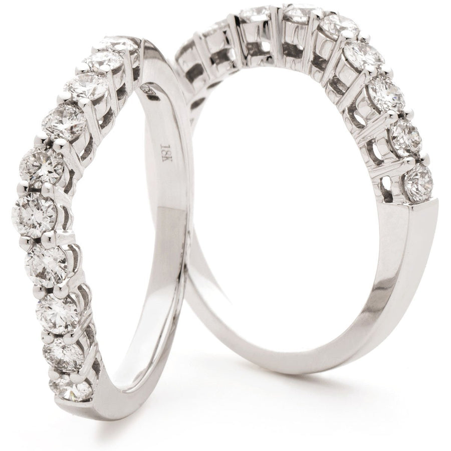 Diamond 10 Stone Wishbone Ring 0.60ct F-VS Quality in 18k White Gold - My Jewel World