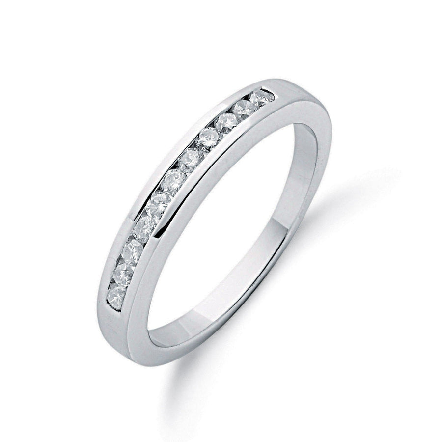 Diamond 11 Stone Eternity Ring 0.25ct H-SI Quality in 9K White Gold - My Jewel World