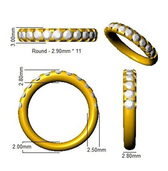 Diamond 11 Stone Eternity Ring 1.00ct F-VS Quality in 18k Yellow Gold - My Jewel World