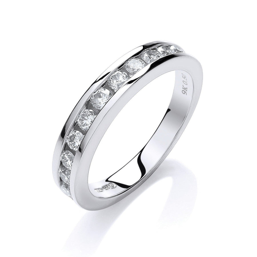 Diamond 12 Stone Eternity Ring 0.50ct H-SI Quality in 9K White Gold - My Jewel World