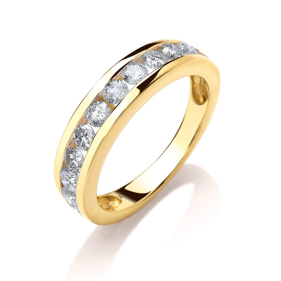 Diamond 12 Stone Eternity Ring 0.75ct H-SI Quality in 18K Yellow Gold - My Jewel World