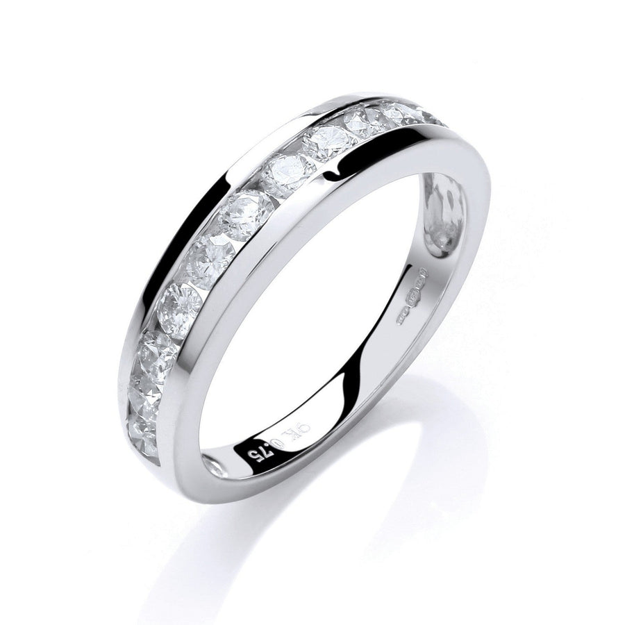 Diamond 12 Stone Eternity Ring 0.75ct H-SI Quality in 9K White Gold - My Jewel World