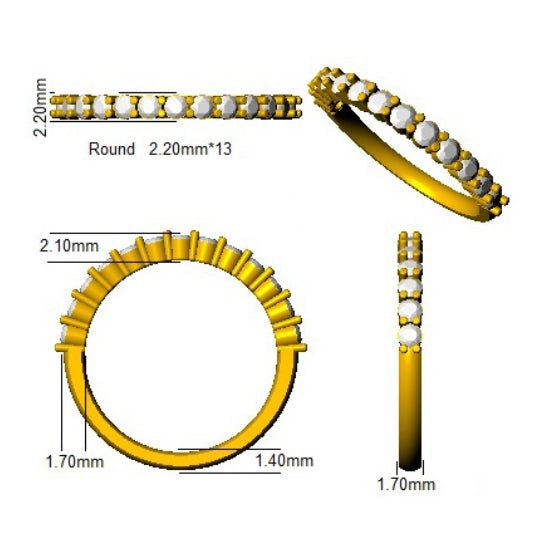 Diamond 13 Stone Eternity Ring 0.50ct F-VS Quality in 18k Yellow Gold - My Jewel World