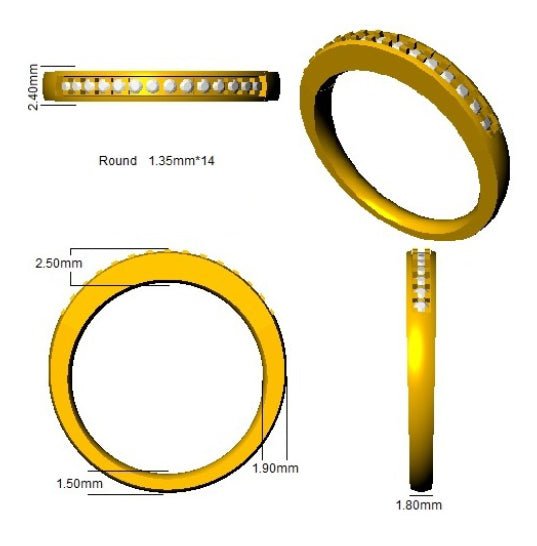 Diamond 14 Stone Eternity Ring 0.15ct G-SI Quality in 9k Yellow Gold - My Jewel World