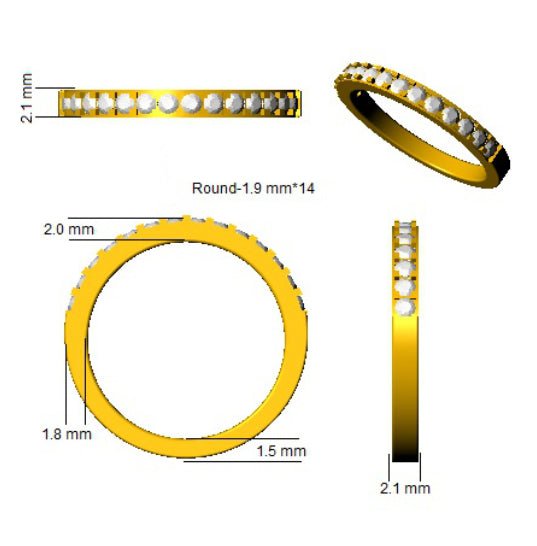 Diamond 14 Stone Eternity Ring 0.35ct F-VS Quality in 18k Yellow Gold - My Jewel World