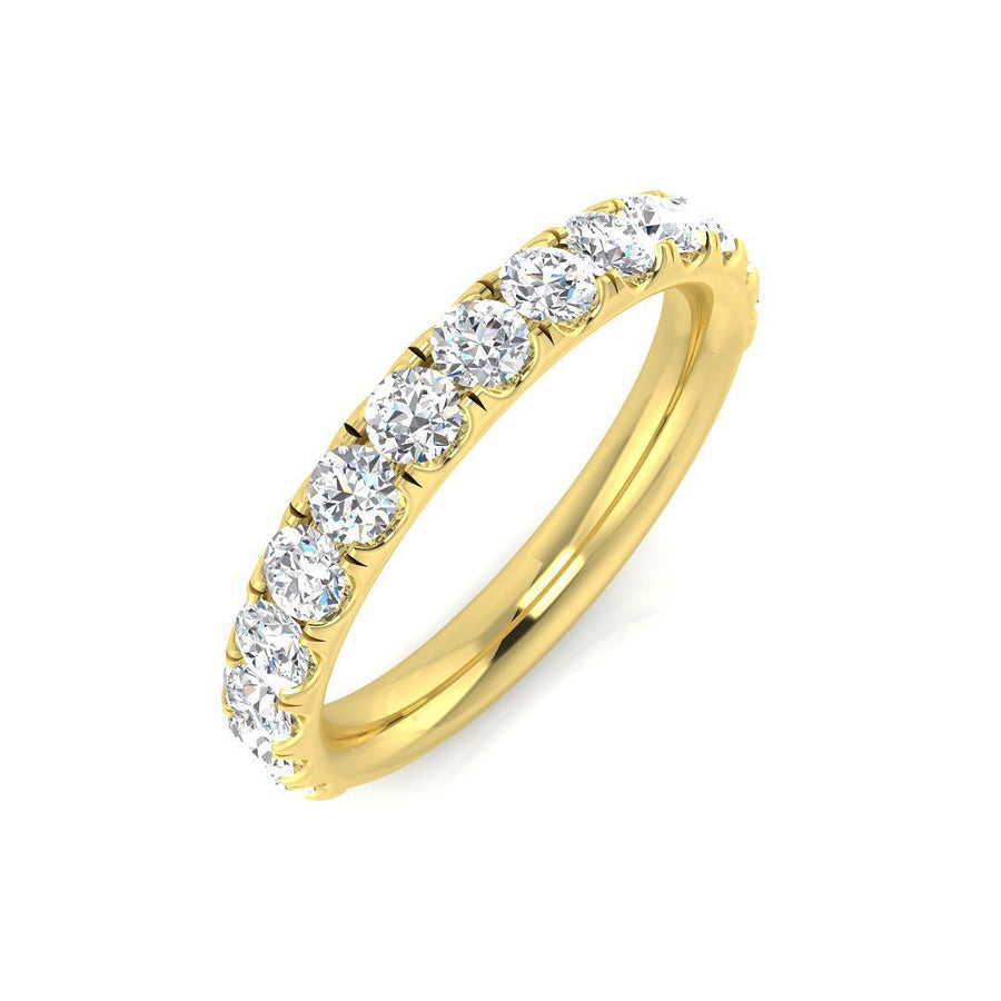 Diamond 14 Stone Eternity Ring 1.00ct F-VS Quality in 18k Yellow Gold - My Jewel World