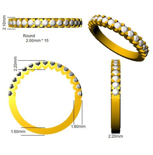 Diamond 15 Stone Eternity Ring 0.50ct F-VS Quality in 18k Yellow Gold - My Jewel World