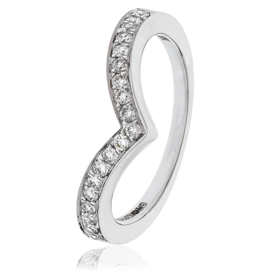 Diamond 15 Stone Wishbone Ring 0.50ct F-VS Quality in 18k White Gold - My Jewel World