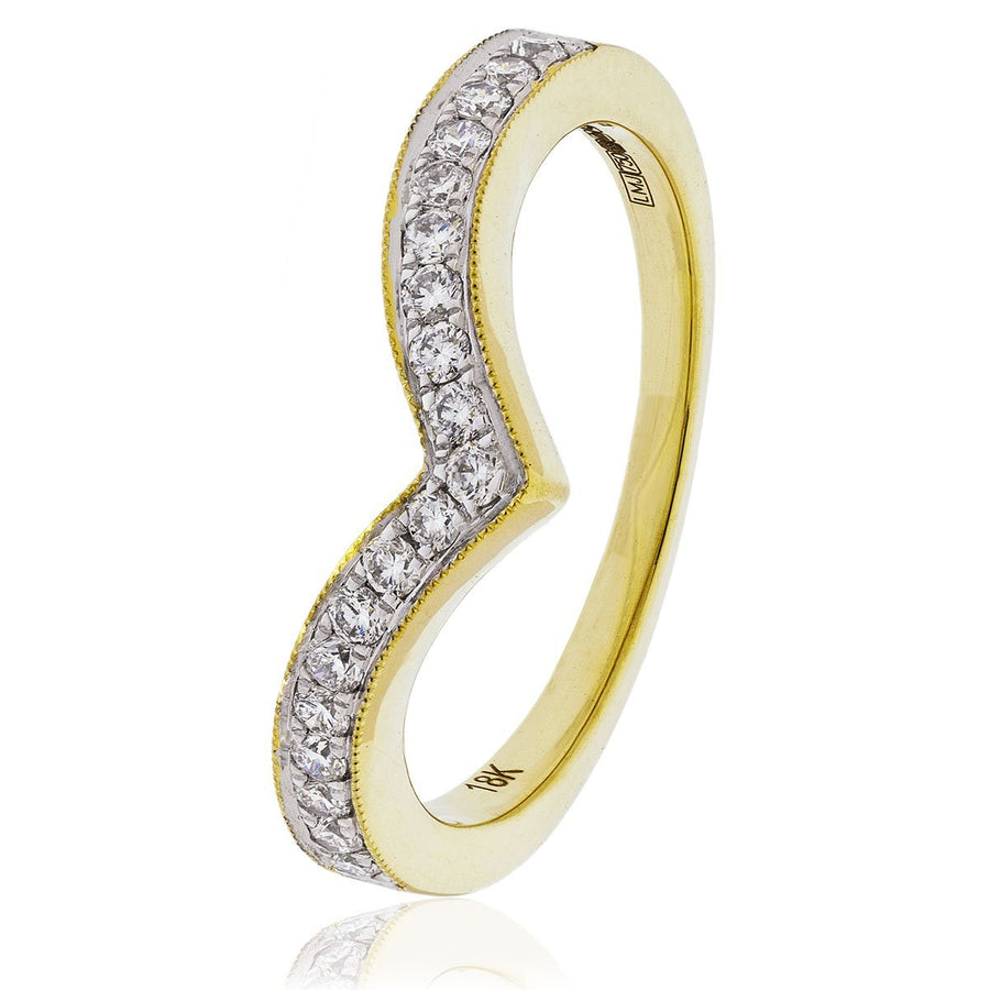 Diamond 15 Stone Wishbone Ring 0.50ct F-VS Quality in 18k Yellow Gold - My Jewel World