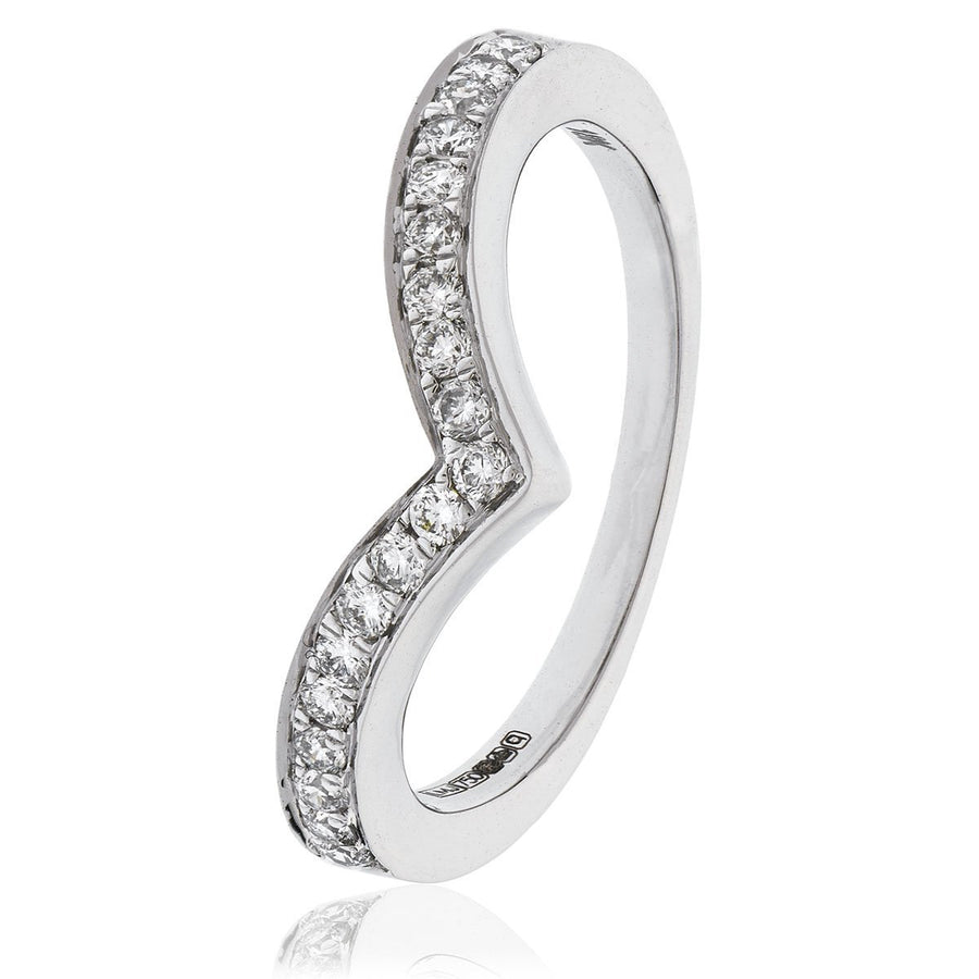 Diamond 15 Stone Wishbone Ring 0.50ct F-VS Quality in Platinum - My Jewel World