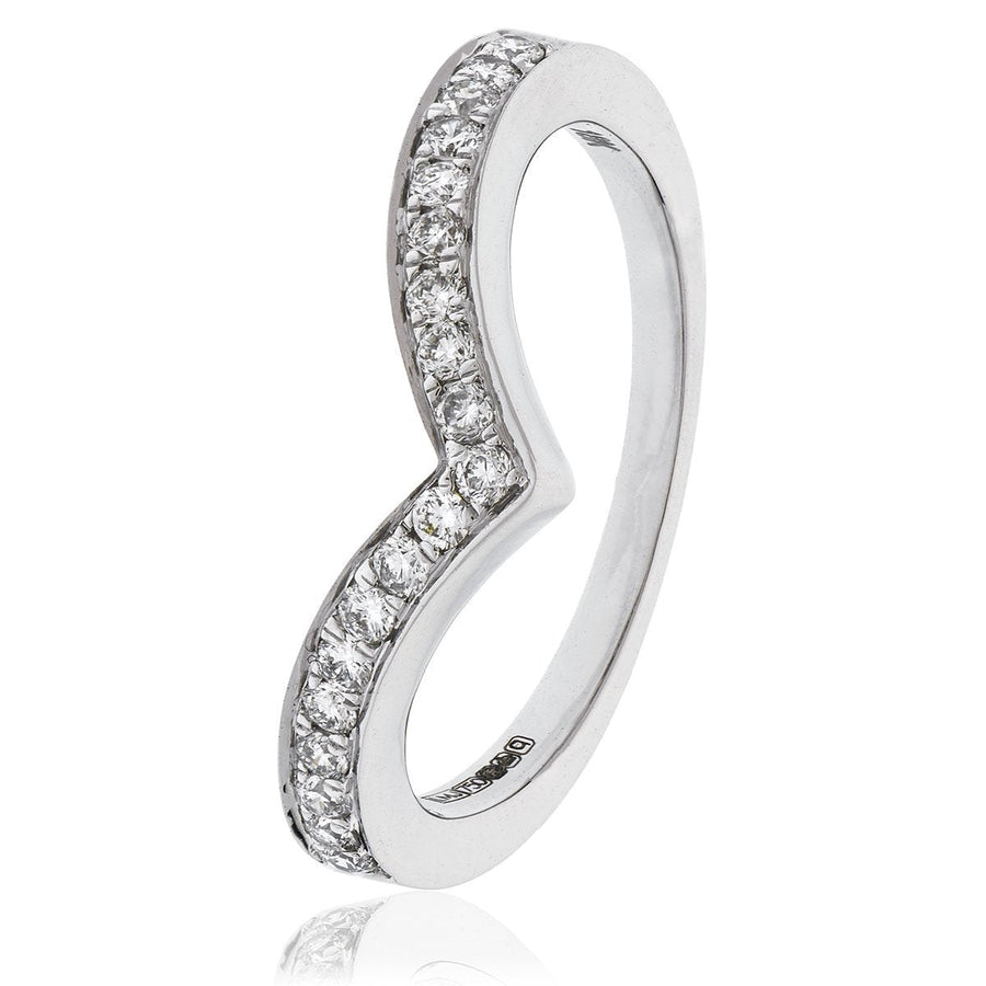 Diamond 15 Stone Wishbone Ring 0.50ct G-SI Quality in 18k White Gold - My Jewel World