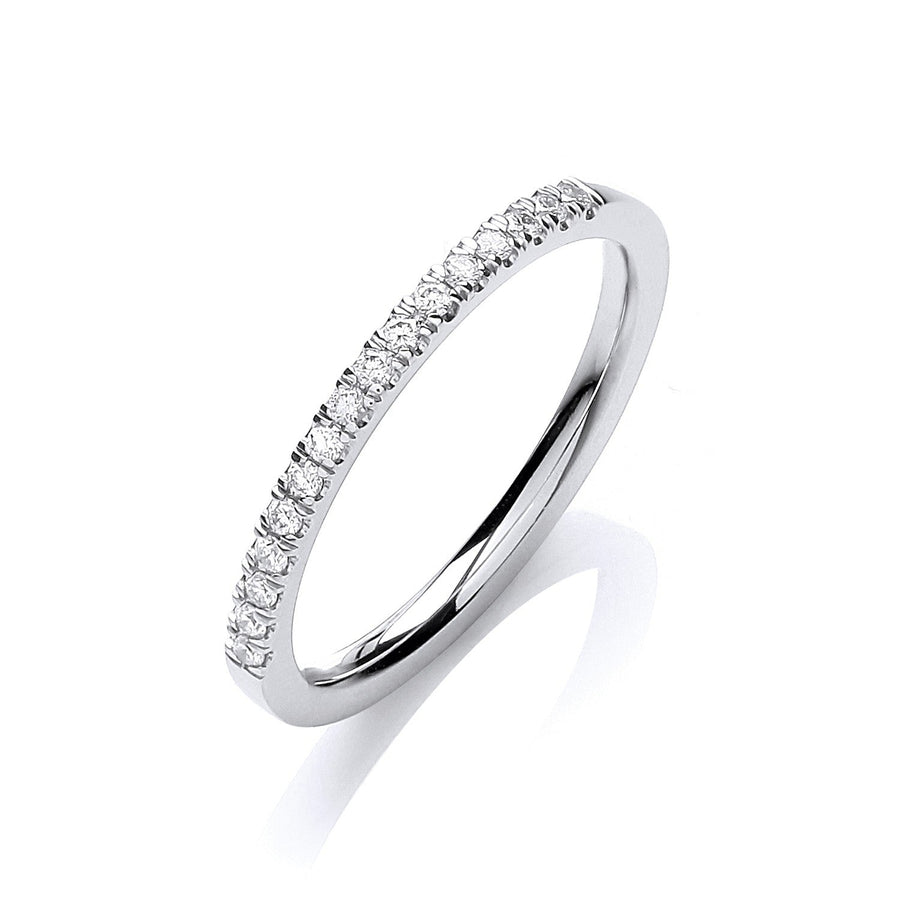 Diamond 16 Stone Eternity Ring 0.12ct H-VS in 18K White Gold - My Jewel World