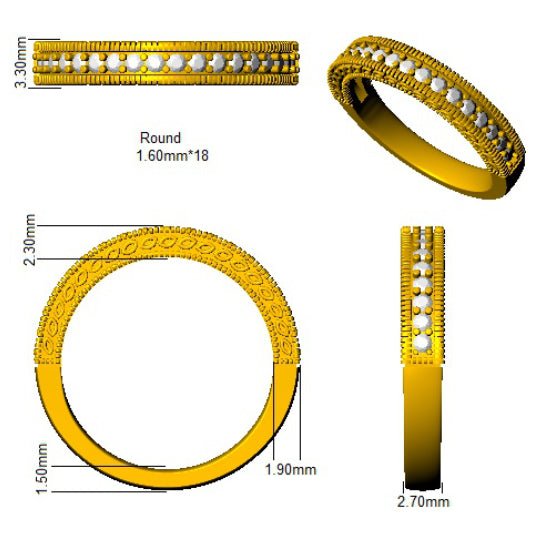 Diamond 18 Stone Eternity Ring 0.30ct F-VS Quality in 18k Rose Gold - My Jewel World