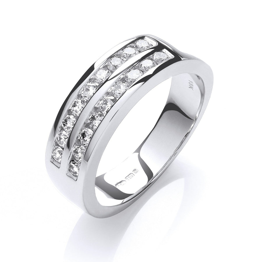Diamond 18 Stone Eternity Ring 0.50ct H-SI Quality in 18K White Gold - My Jewel World