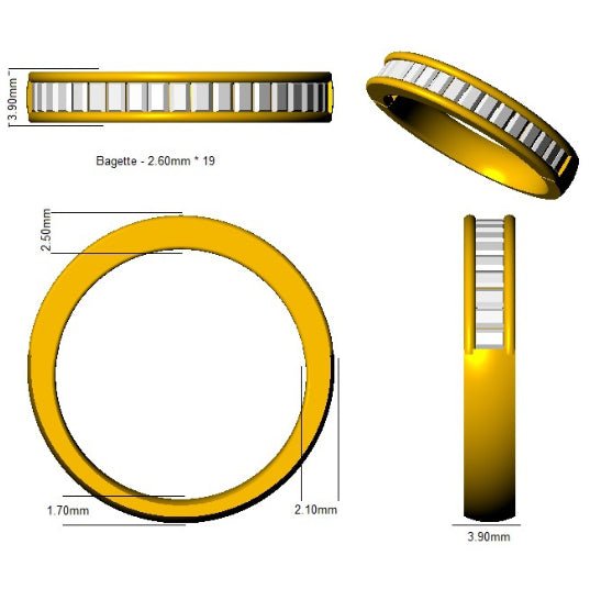 Diamond 20 Stone Eternity Ring 0.75ct F-VS Quality in 18k Yellow Gold - My Jewel World