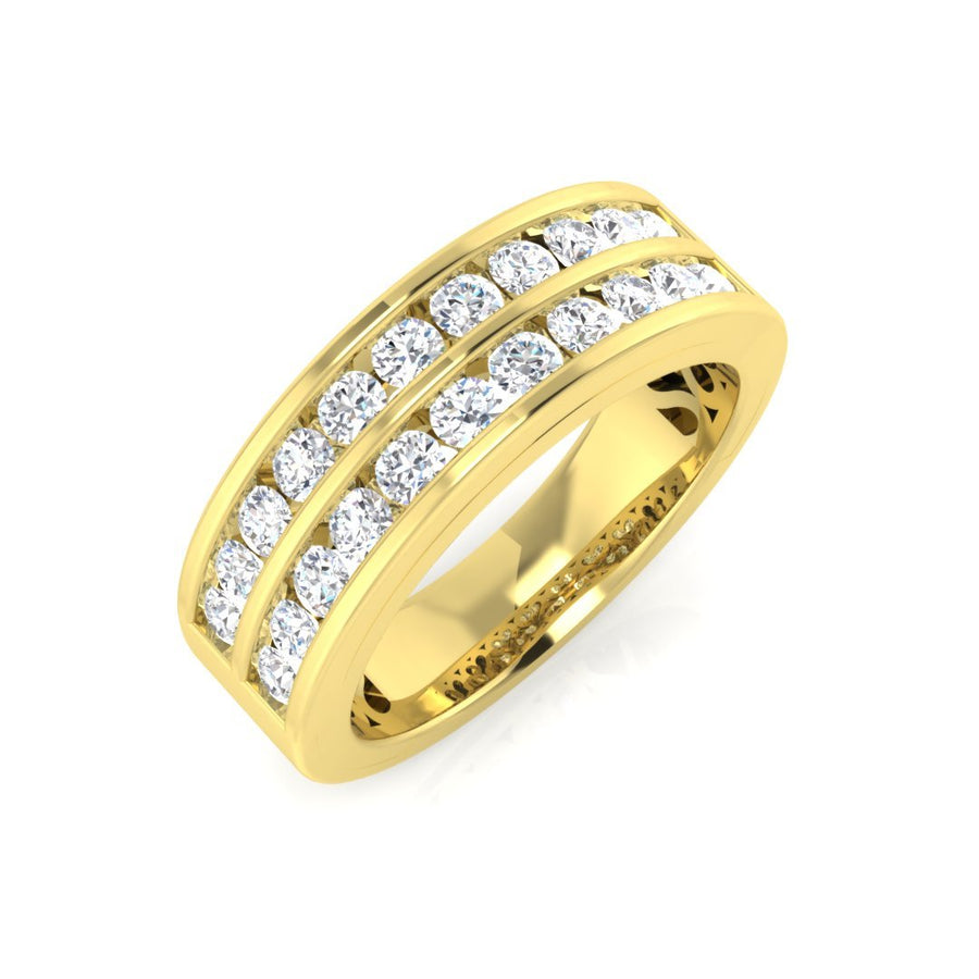 Diamond 22 Stone Eternity Ring 0.75ct F-VS Quality in 18k Yellow Gold - My Jewel World