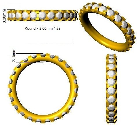 Diamond 23 Stone Full Eternity Ring 1.50ct F-VS Quality 18k Yellow Gold - My Jewel World