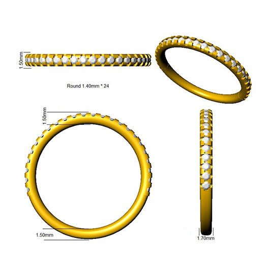 Diamond 24 Stone Eternity Ring 0.25ct F-VS Quality in 18k Yellow Gold - My Jewel World