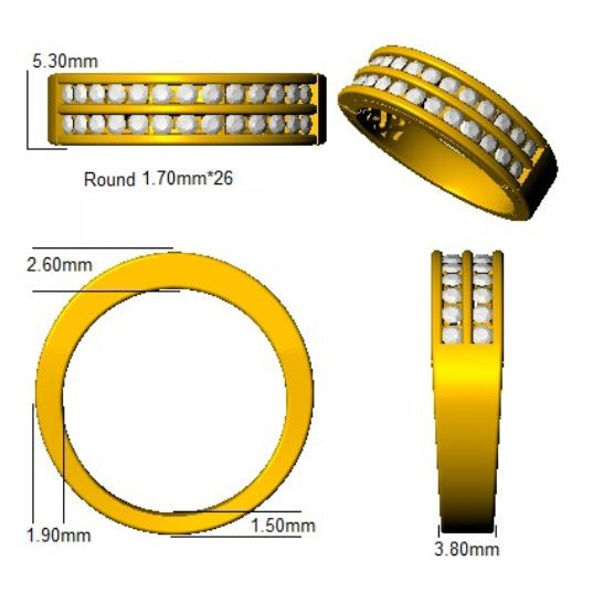 Diamond 26 Stone Eternity Ring 0.50ct F-VS Quality in 18k Yellow Gold - My Jewel World