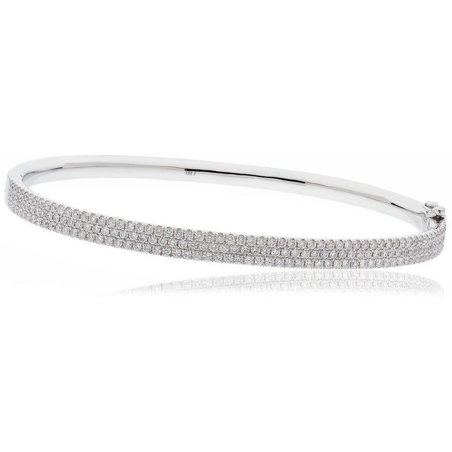 Diamond 3 Row Bangle 1.60ct F VS Quality in 18k White Gold - My Jewel World