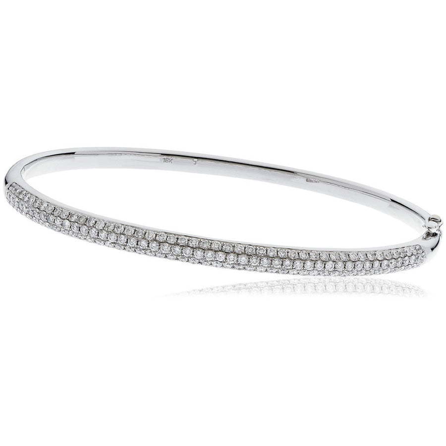 Diamond 3 Row Pave Bangle 3.50ct F VS Quality in 18k White Gold - My Jewel World