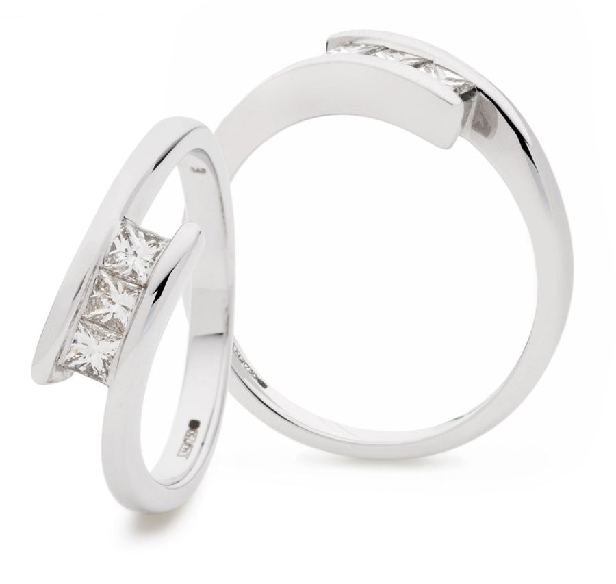 Diamond 3 Stone Engagement Ring 0.33ct F-VS Quality in 18k White Gold - My Jewel World