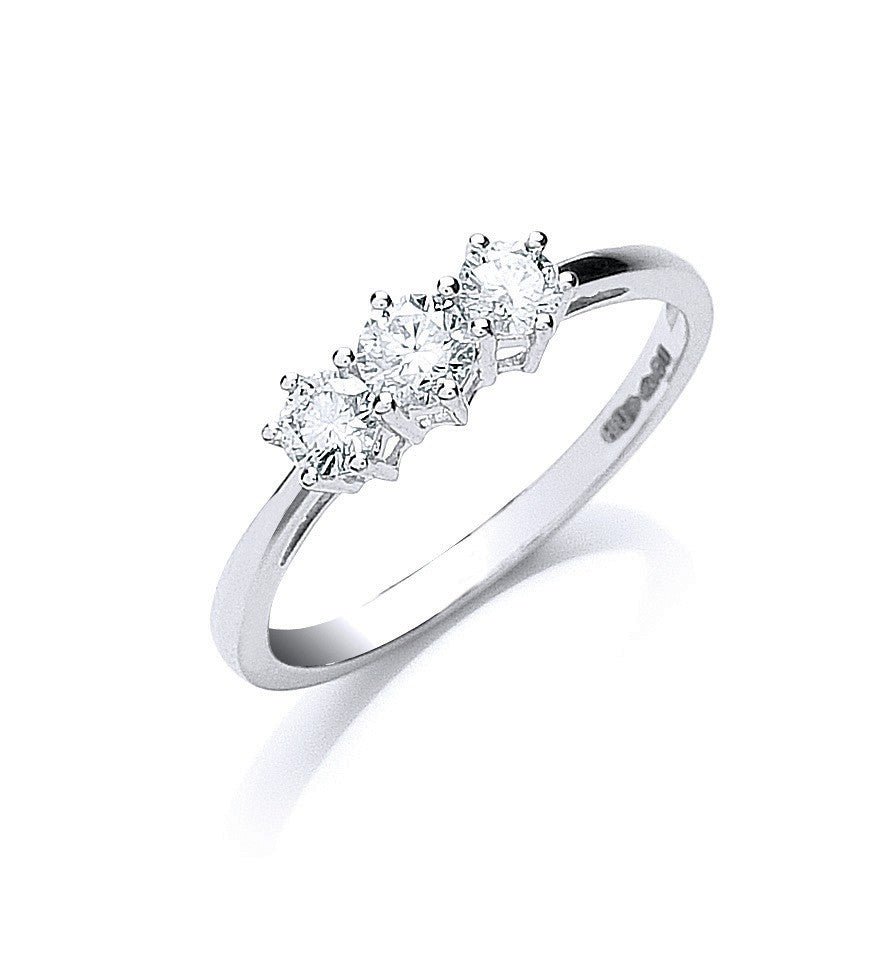 Diamond 3 Stone Engagement Ring 0.50ct H-VS Quality in Platinum - My Jewel World