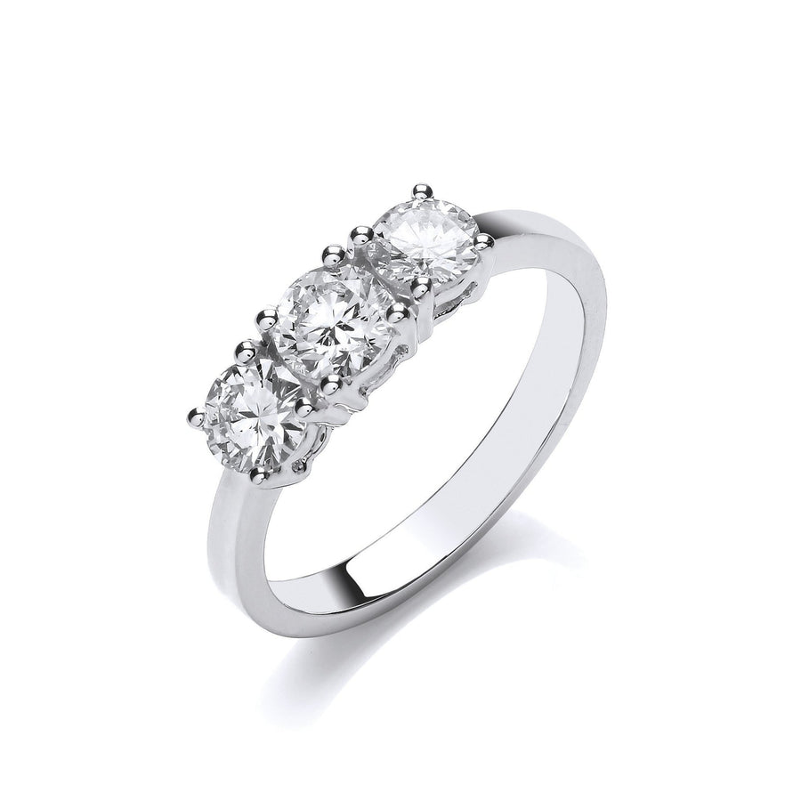 Diamond 3 Stone Engagement Ring 1.00ct H-SI Quality in 18K White Gold - My Jewel World