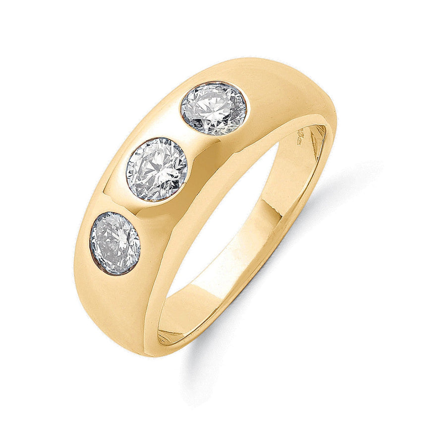 Diamond 3 Stone Ring 1.00ct H-SI Quality in 18K Yellow Gold - My Jewel World