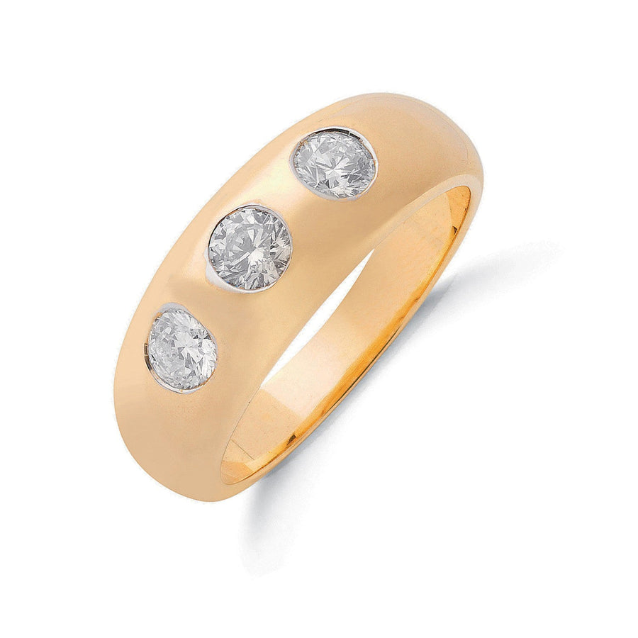 Diamond 3 Stone Ring 1.00ct H-SI Quality in 9K Yellow Gold - My Jewel World