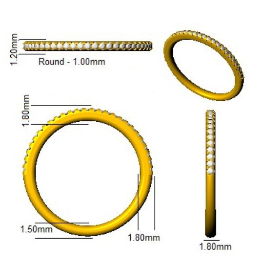 Diamond 32 Stone Eternity Ring 0.17ct F-VS Quality in 18k Yellow Gold - My Jewel World