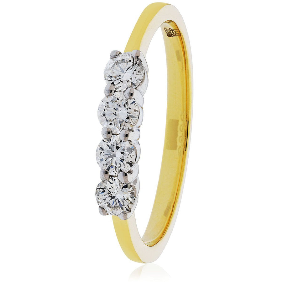 Diamond 4 Stone Eternity Ring 1.40ct F-VS Quality in 18k Yellow Gold - My Jewel World