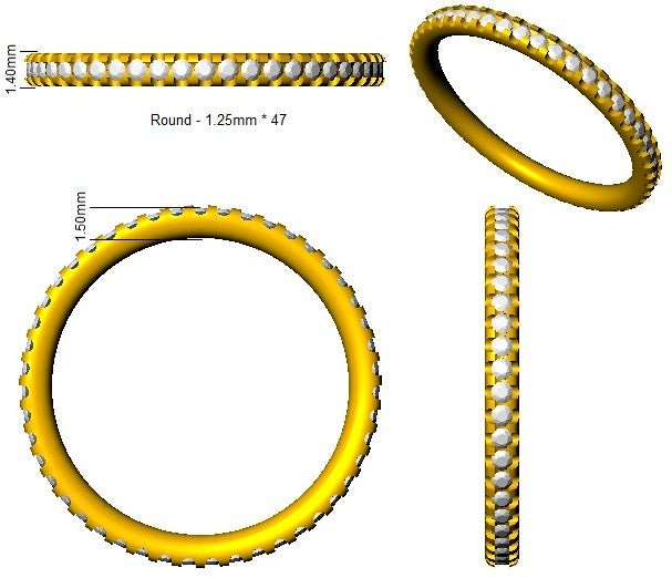 Diamond 40 Stone Full Eternity Ring 0.40ct F-VS Quality 18k Yellow Gold - My Jewel World