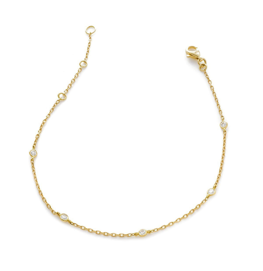 Diamond 5 Stone Bracelet 0.12ct F VS Quality in 18k Yellow Gold - My Jewel World