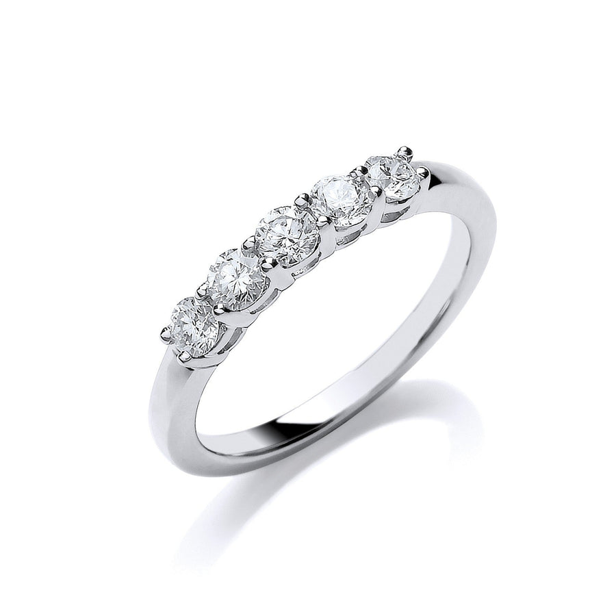 Diamond 5 Stone Engagement Ring 0.50ct H-VS Quality in Platinum - My Jewel World