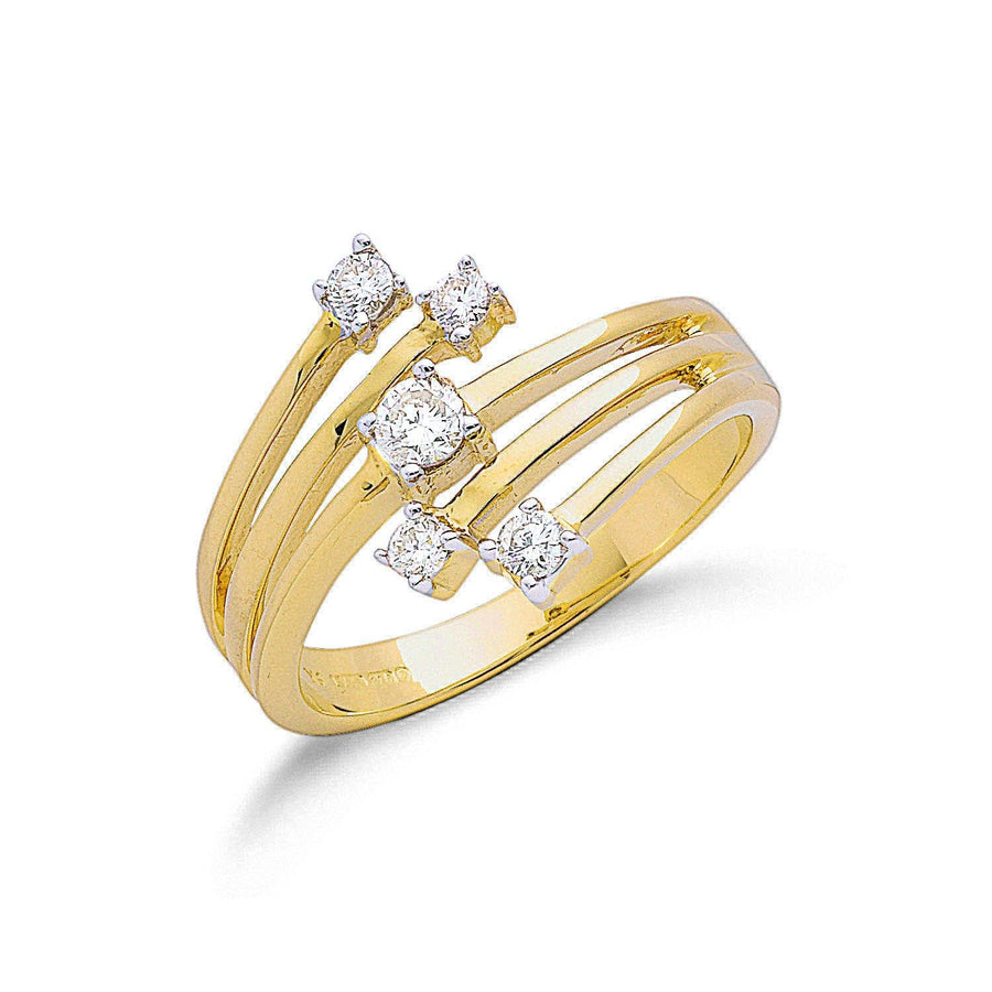 Diamond 5 Stone Ring 0.30ct H-SI Quality in 9K Yellow Gold - My Jewel World