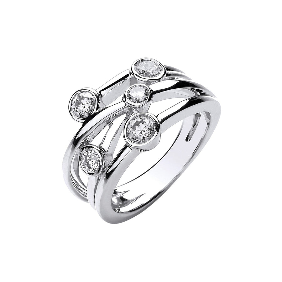 Diamond 5 Stone Ring 0.75ct H-SI Quality in 18K White Gold - My Jewel World