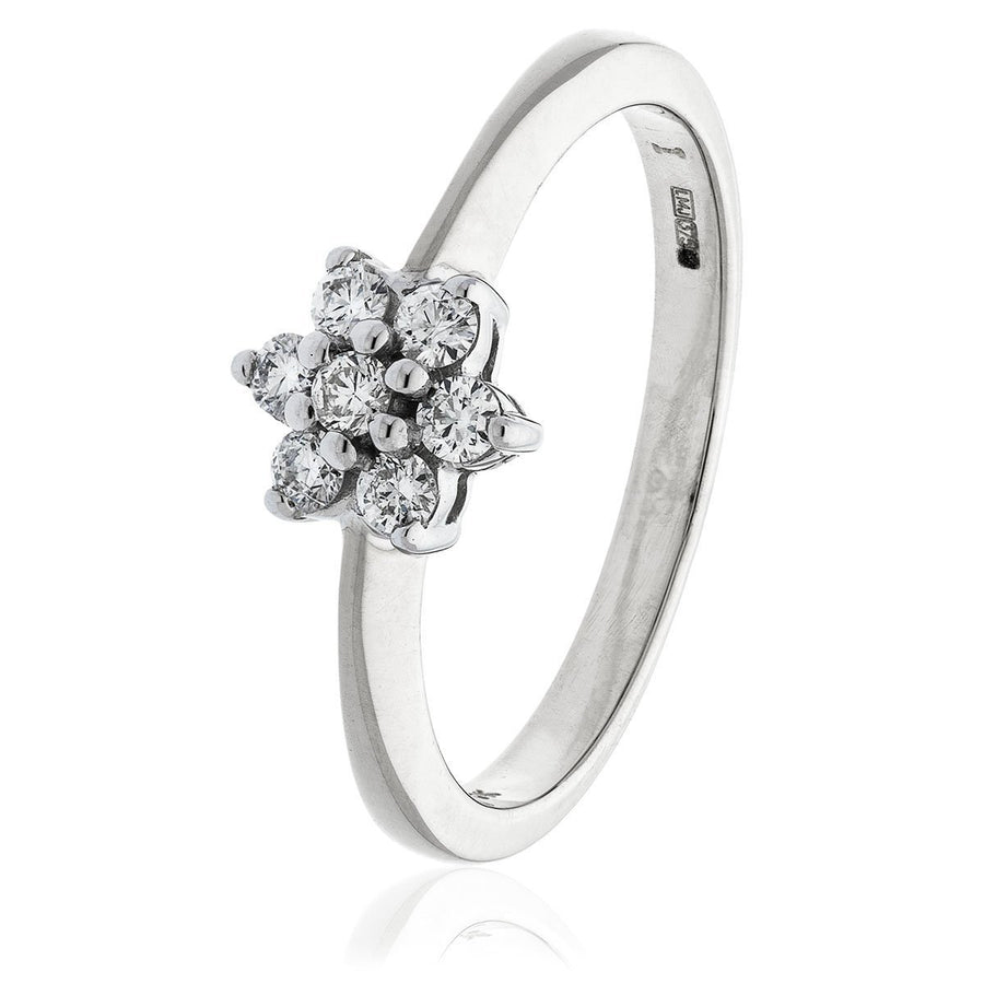 Diamond 7 Stone Cluster Ring 0.50ct F-VS Quality in 18k White Gold - My Jewel World