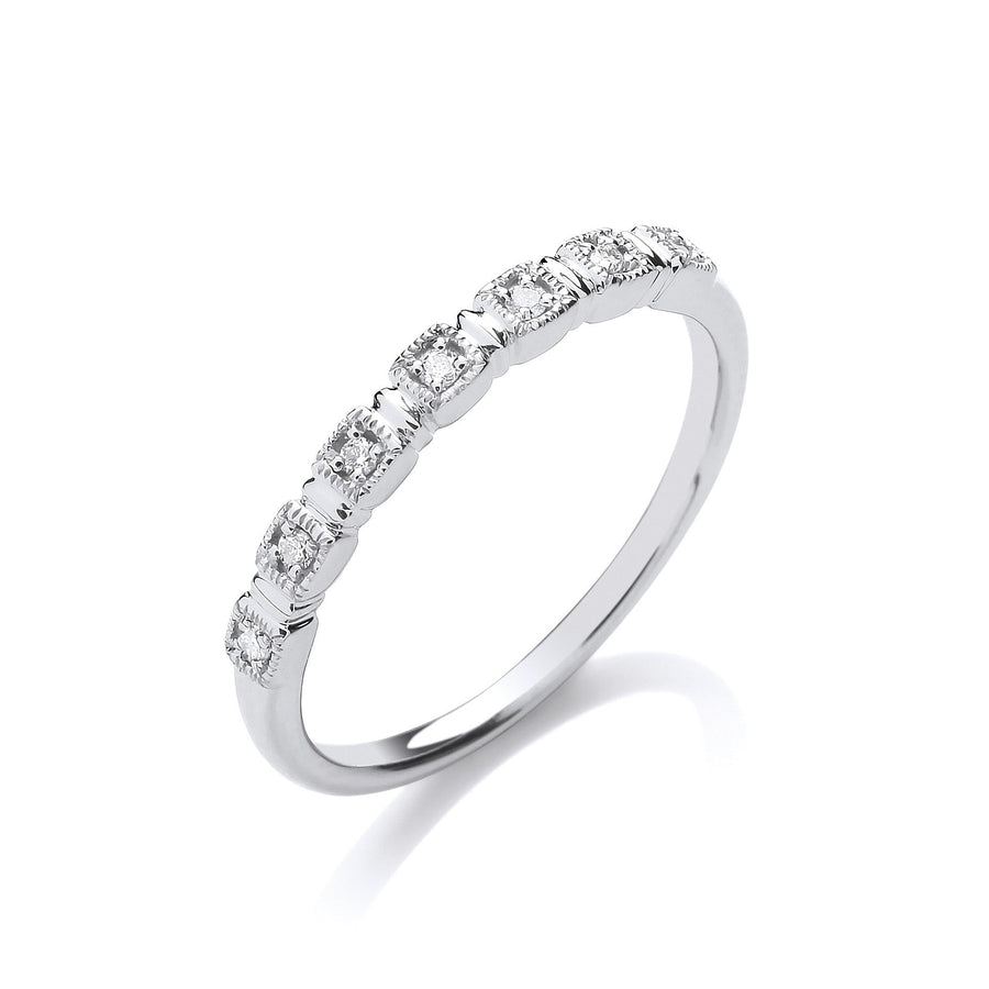 Diamond 7 Stone Eternity Ring 0.05ct H-SI Quality in 9K White Gold - My Jewel World