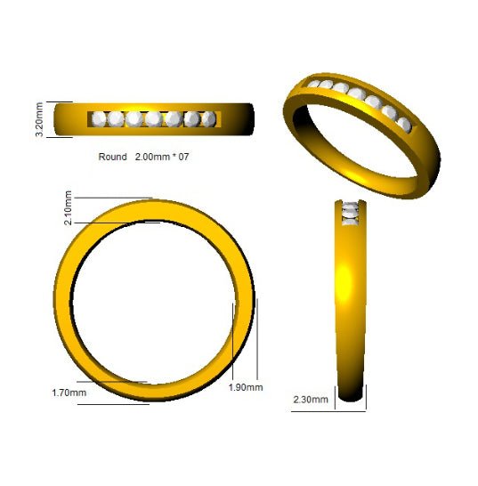 Diamond 7 Stone Eternity Ring 0.20ct F-VS Quality in 18k Yellow Gold - My Jewel World