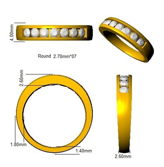 Diamond 7 Stone Eternity Ring 0.50ct G-SI Quality in 9k White Gold - My Jewel World
