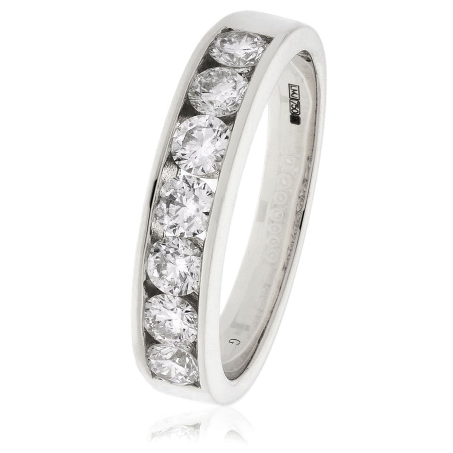 Diamond 7 Stone Eternity Ring 0.80ct F-VS Quality in 18k White Gold - My Jewel World