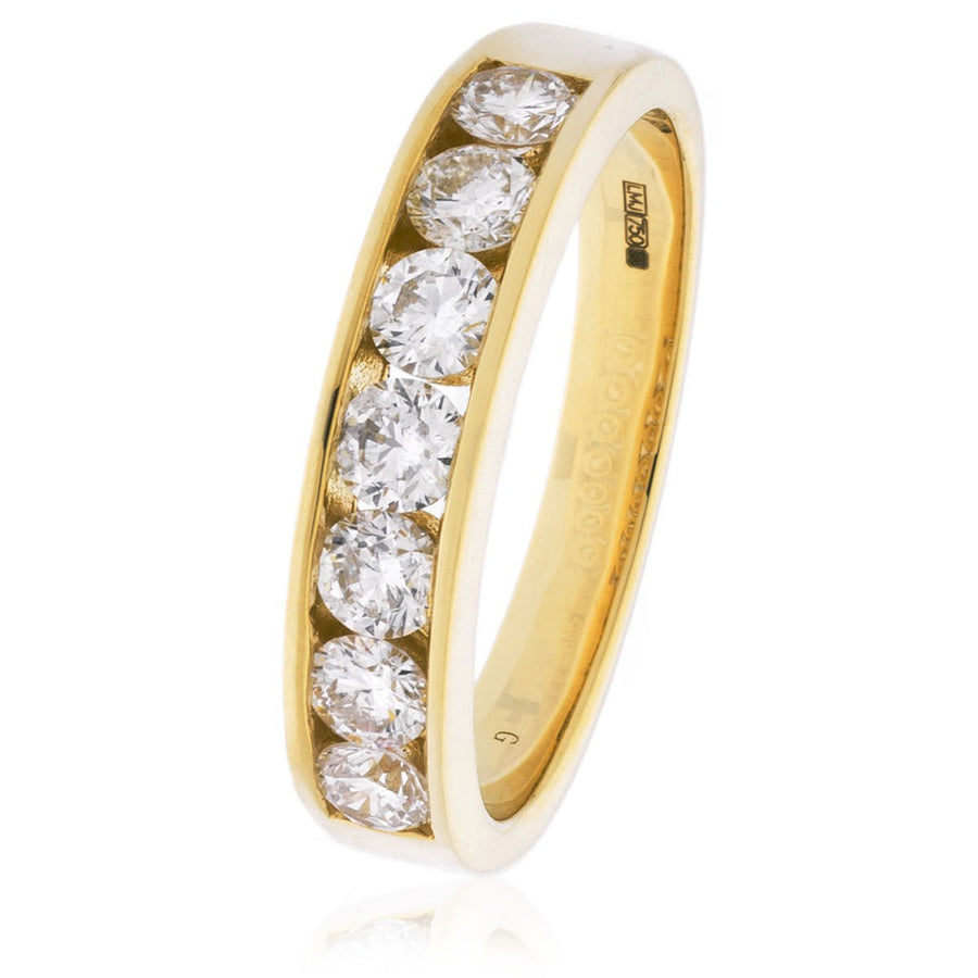 Diamond 7 Stone Eternity Ring 0.80ct F-VS Quality in 18k Yellow Gold - My Jewel World