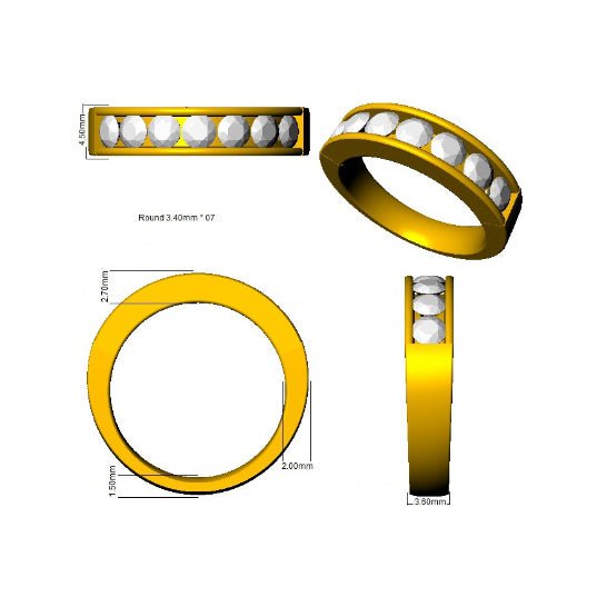 Diamond 7 Stone Eternity Ring 1.00ct F-VS Quality in 18k Yellow Gold - My Jewel World