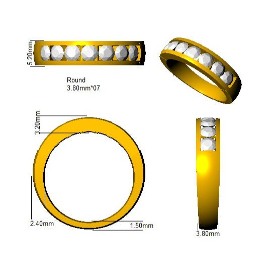 Diamond 7 Stone Eternity Ring 1.50ct F-VS Quality in 18k White Gold - My Jewel World